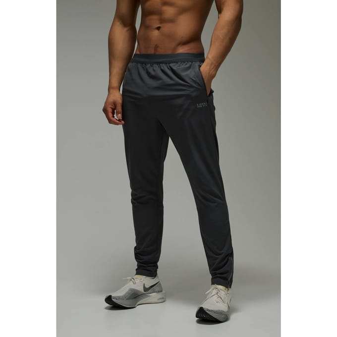 Heren Actieve Hardloop Geperforeerde Toelopende Jogger | Charcoal | Size Medium