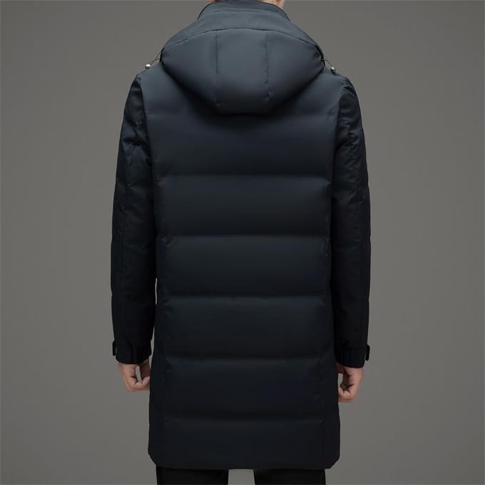 Winter Lange Verdikte Met Capuchon Donsjack Middelbare Leeftijd Mannen Wit Eendendons Koudebestendig Donsjack 4XL zwart