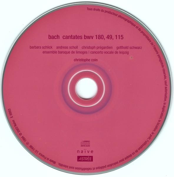CD DIVERSEN J.S.Bach Cantates E8893 NAIVE 2004 Duitsland Klassiek Gebruikt pink