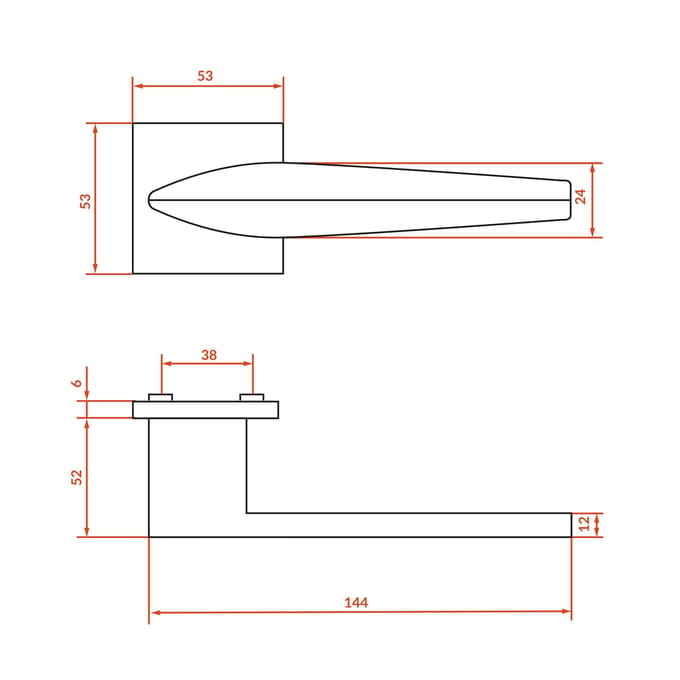 Verlano Deurkruk Mat Zwart Vierkant Rozet 6mm