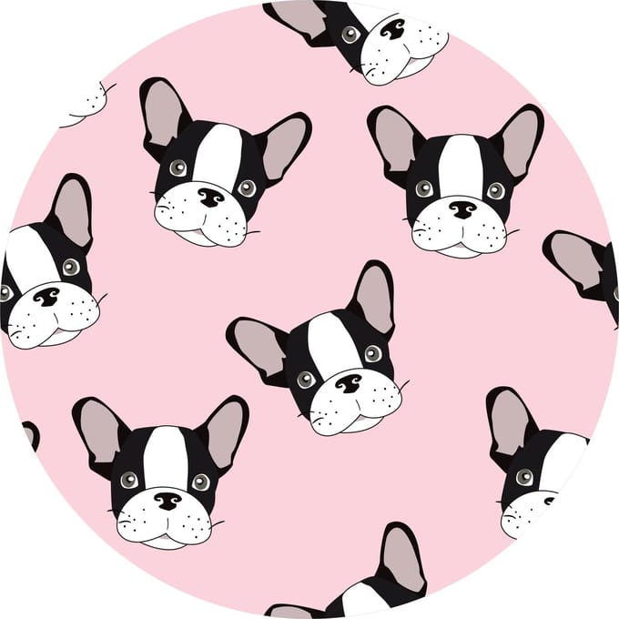 Vinyl | Vloerkleed vinyl rond | Frenchie | 95 cm Rond