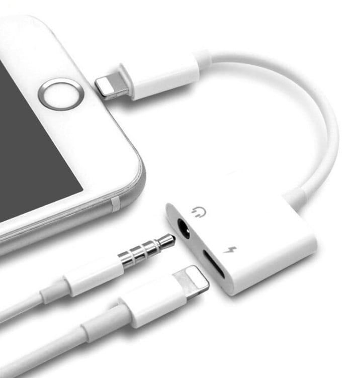 2 in 1 Oplaad Adapter - Geschikt Voor Apple iPhone 12 - 80 mm - Wit
