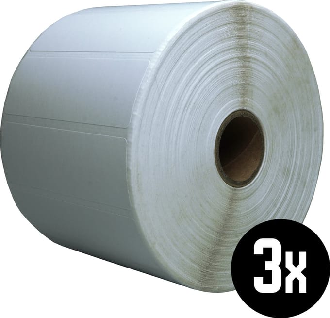 DULA Compatible Zebra Labels 76x25mm - 2580 etiketten per rol - kern 25mm - Wit - Permanent - 3 rollen