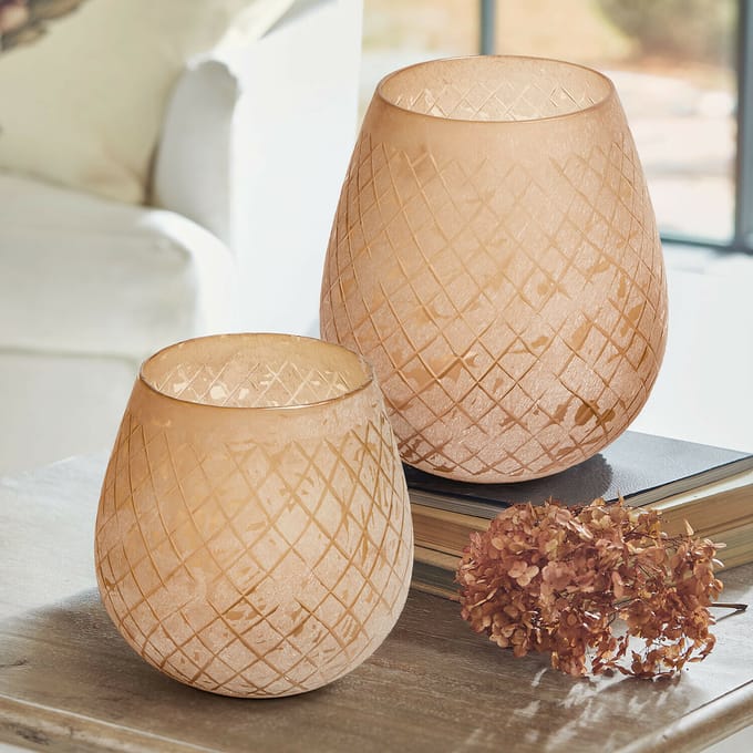 LOBERON Windlicht set van 2 Méloriane wit/beige
