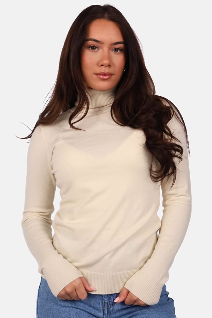 Getdrezzed Top - Maat: S/M - Coltrui met gladde structuur beige