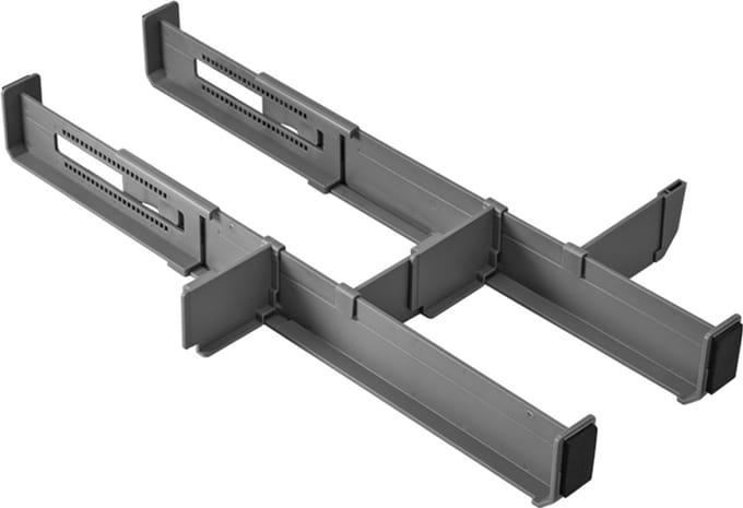 Metaltex - Ladeverdeler Verstelbaar - Lade Organizer Multi-Fit - Uitschuifbaar - Grijs - Keuken Organizer