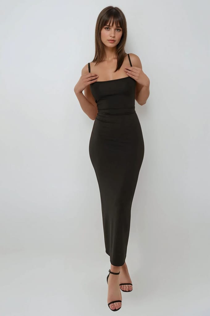 Vierkante Halslijn Bodycon Maxijurk