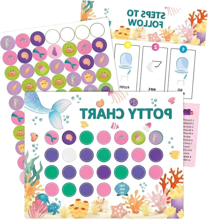 Potje Training Kaart - Groeikalender Kind - Zindelijkheid Leren - Interactief Sticker Systeem - 21.5 x 28 cm - Stickers