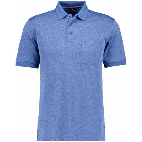 Ragman Polo Softknit Allover Dot Pattern Aqua / male