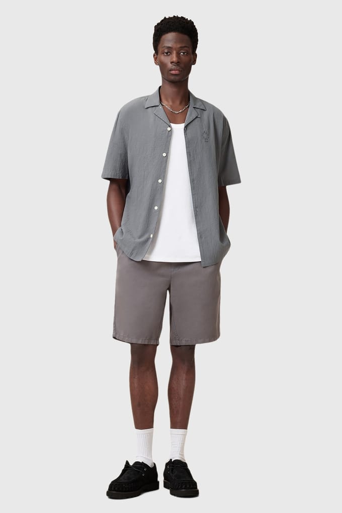 AllSaints Haven Ss Shirt Pillar Grey Größe: L | Casual hemden Outlet | Herren | Grau