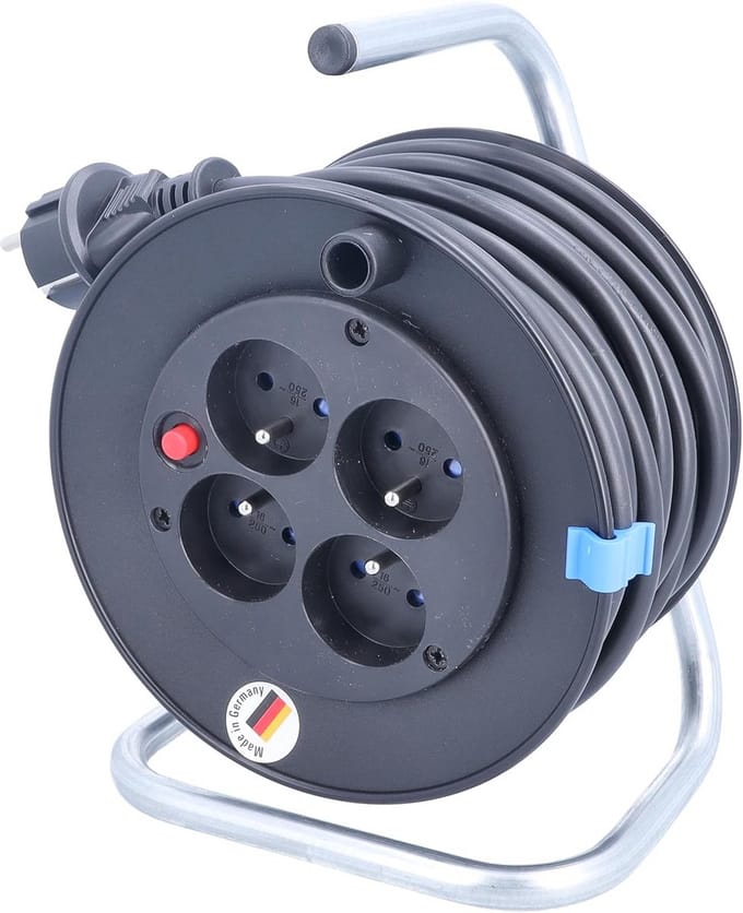 Compacte kabelhaspel 15 meter 4-voudig stopcontact 250 V 16 A