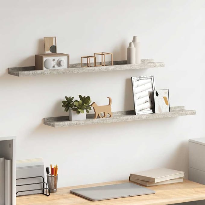 vidaXL - Wandschappen - 2 - st - 80x9x3 - cm - betongrijs
