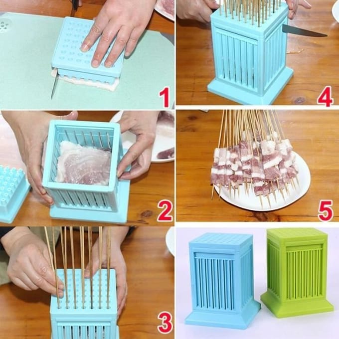 Machine à fabriquer des brochettes - Blue - Plastique ABS - Idéale pour camping - Facile à utiliser bleu