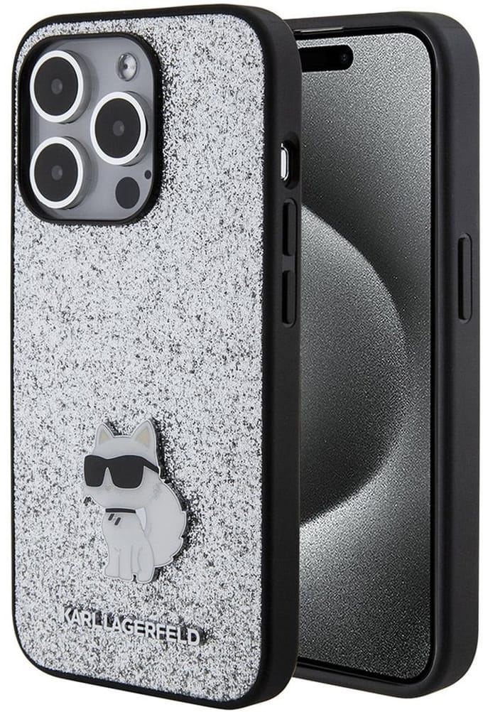 Karl Lagerfeld Back Cover - iPhone 15 Plus & 14 Plus - Zilver - Slank ontwerp met 3D-katje
