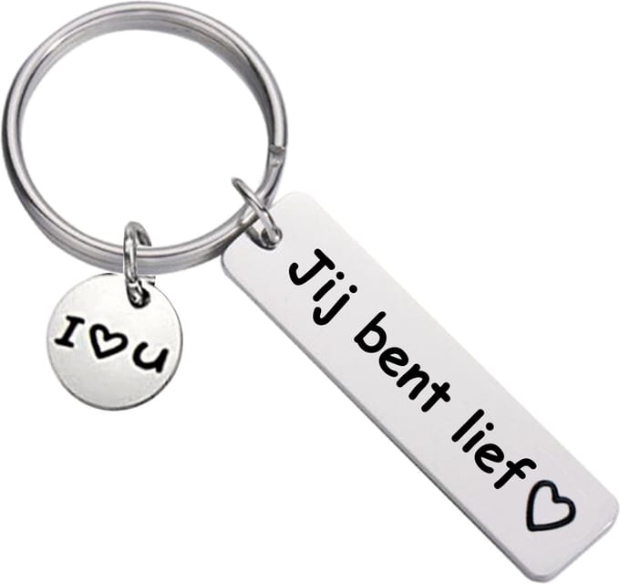 Fako Bijoux - Sleutelhanger Jij Bent Lief - Sleutelring Tekst - Cadeau - Geschenk - Zilverkleurig