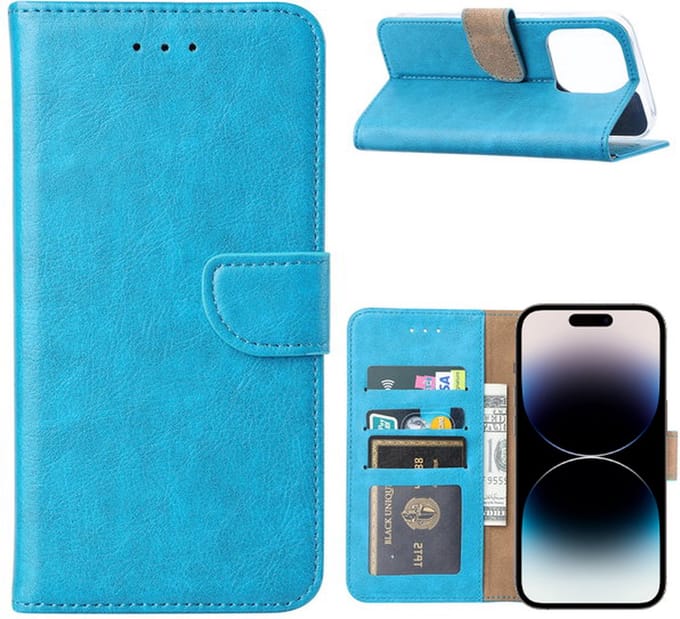 iPhone 14 Pro hoesje bookcase hoes - Arara book case hoesje voor iPhone 14 Pro - Turquoise