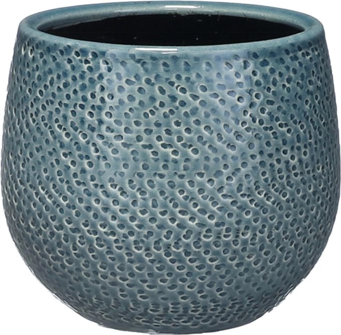 Mica Decorations Bloempot - midnight blauw - keramiek - 14 x 12 cm - plantenpotten