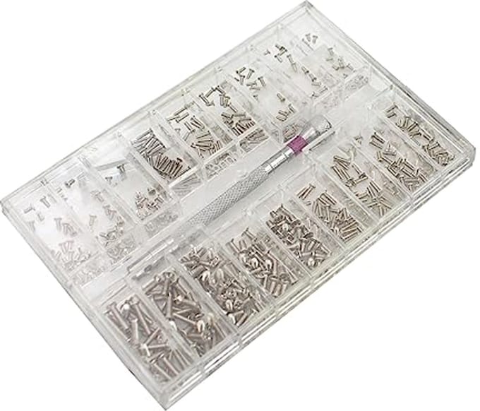 500 Stuks Microschroeven Set met Mini Schroevendraaier voor Bril en Kleine Voorwerpen