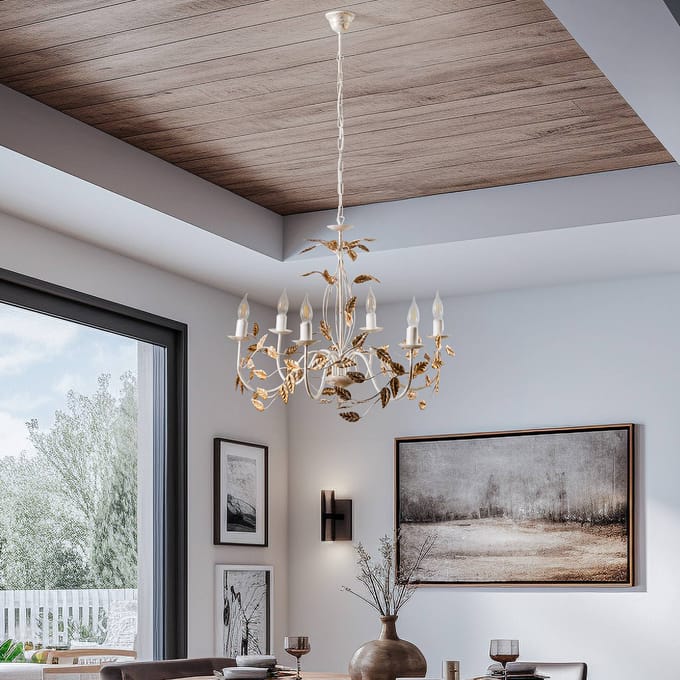 ONLI Kroonluchter Collana metaal 6-lamps ivoor