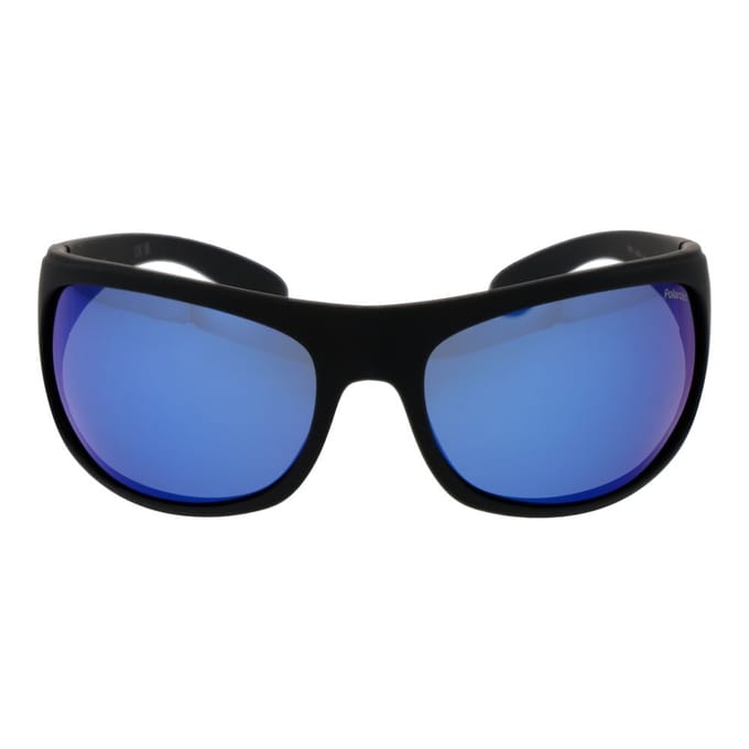 Polaroid wrap heren mat zwart blauw gepolariseerde zonnebril