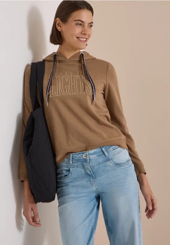 Sweatshirt met capuchon en opdruk
