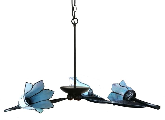 3 lichts Kroonluchter Lovely Gentian Blue - Art Deco Trade