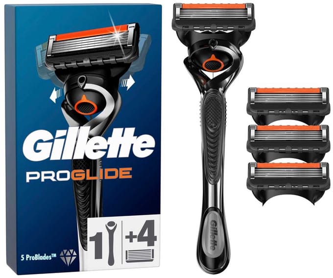 Gillette Fusion Proglide Handmatig Scheermes + 4 Reservemesjes Zilver Man