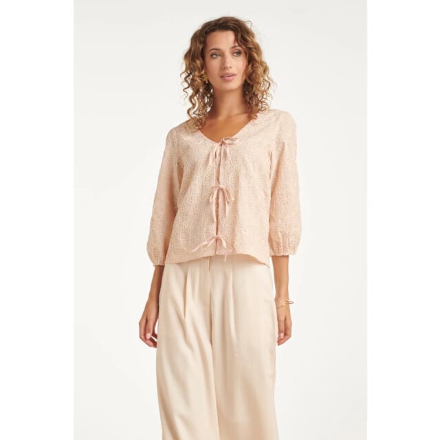 Smashed Lemon Boho top met rijk borduursel en vetersluiting |