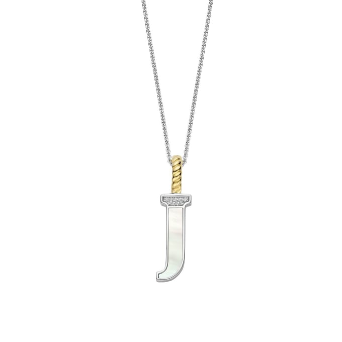 TI SENTO Dames Hanger - 925 zilver - Letter J - Parelmoer - 6840MW_J
