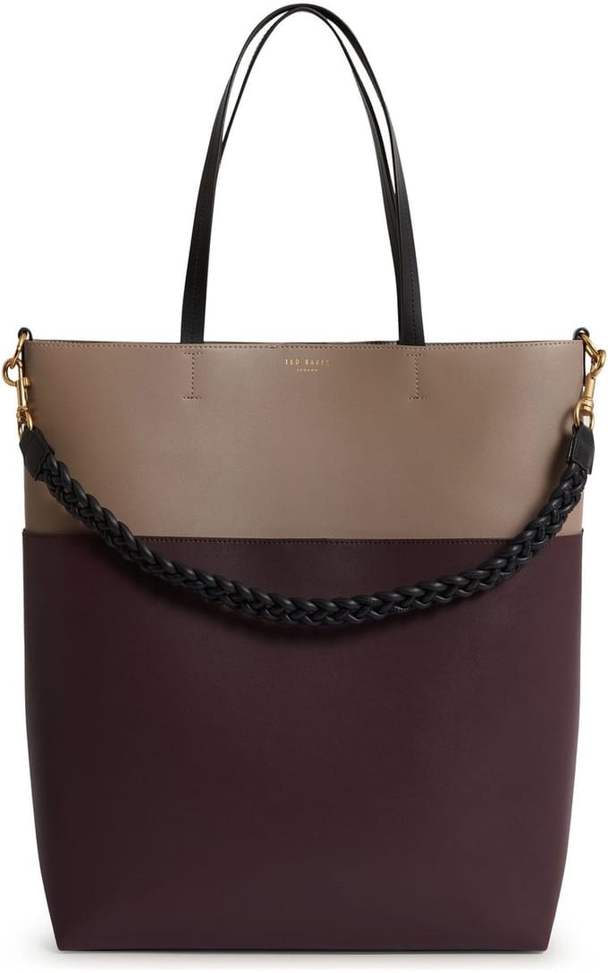 Ted Baker schoudertas shopper Wynslow Woven Handle Colourblock Bag Wine veelkleurig