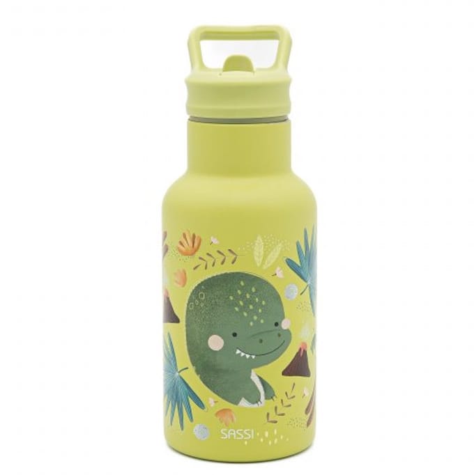 Sassi Junior - Roestvrijstalen thermosfles voor kinderen - Groen 21 x 7 cm