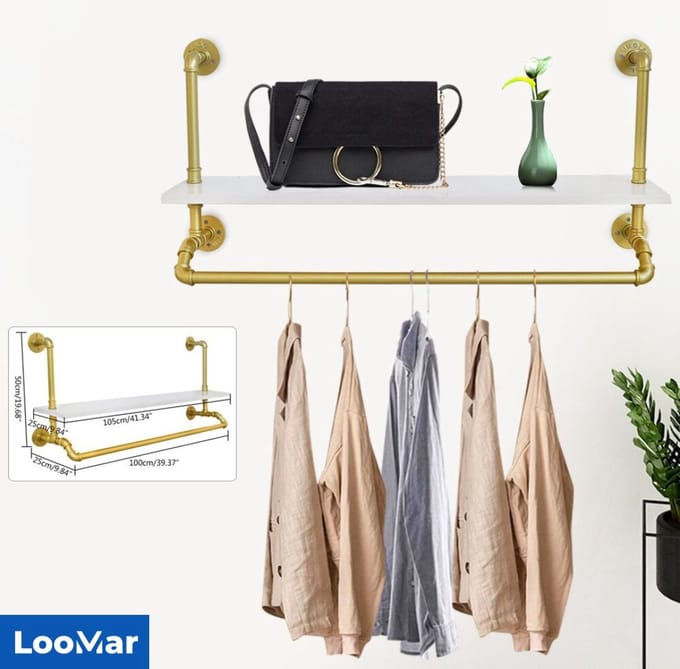 LooMar Kledingrek hangend - Kledingkast - Kledingkasten slaapkamer - Goud