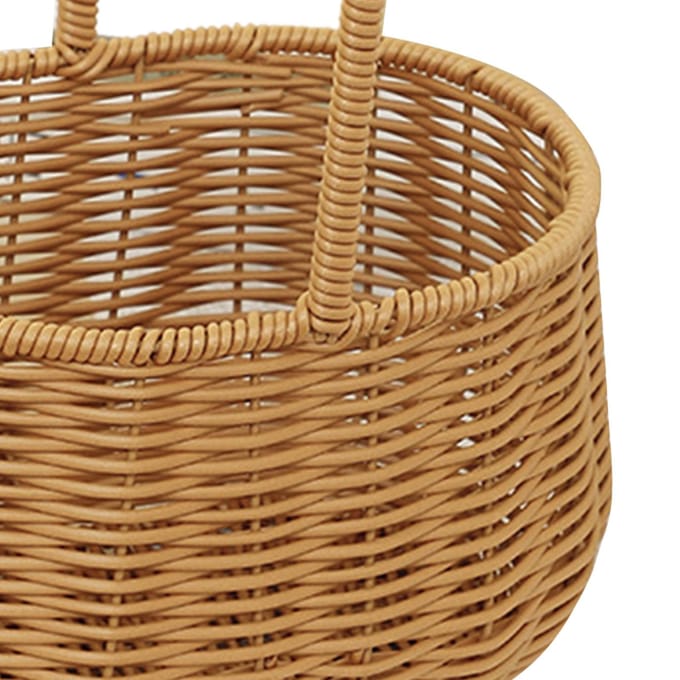 Draagbare Geweven Mand met Handvat PP Rotan Handgeweven Wasmand voor Fruit Groenten Cadeaus brown