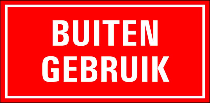 Buiten gebruik magneetsticker 300 x 150 mm
