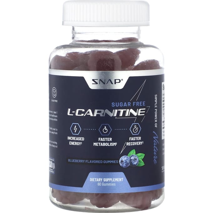 Snap Supplements, l-carnitine gummies, suikervrij, bosbes, 60 gummies