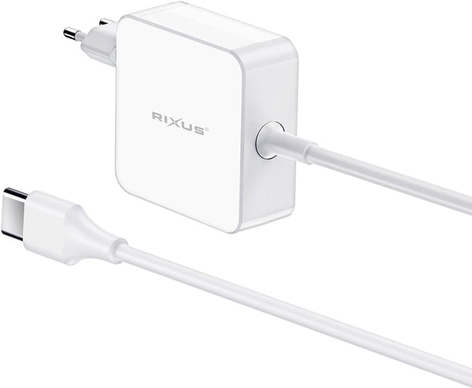 Rixus 96W Fast Power Adapter With Charging Cable USB-C White