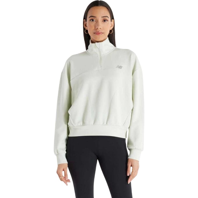 New Balance Oversized gebreid sweatshirt met kwartrits voor dames (Munt)