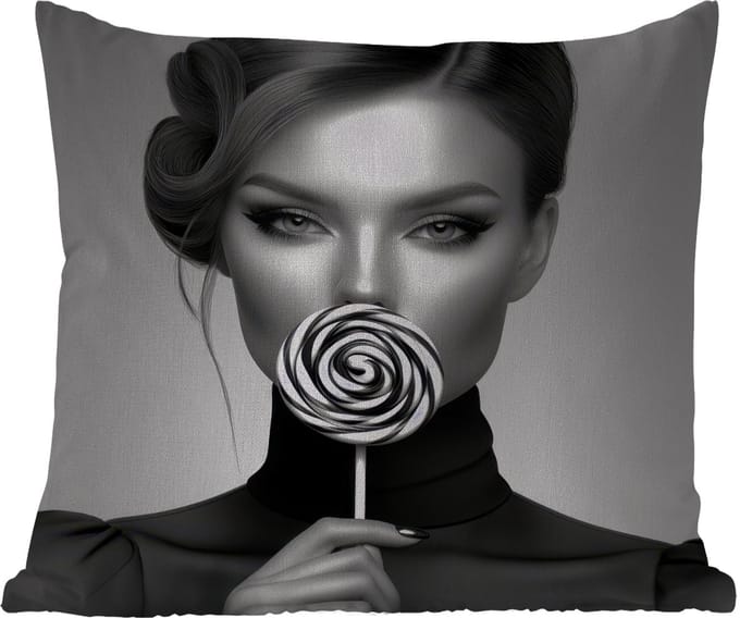 Buitenkussen - Vrouw - Lolly - Zwart - 45x45 cm - Weerbestendig