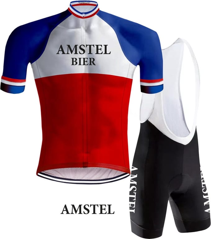 Retro Wielertenue Amstel Bier Rood/Blauw - REDTED - M