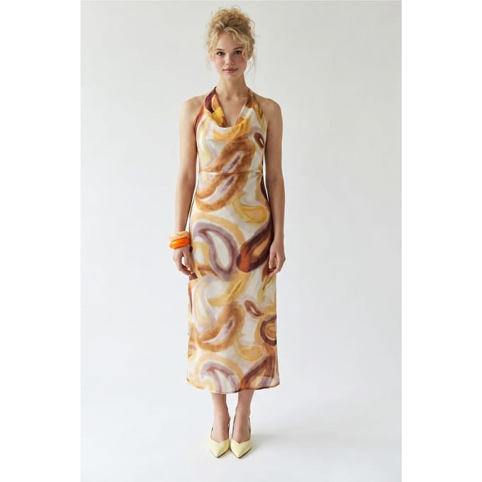 Abstract Chiffon Midi-jurk