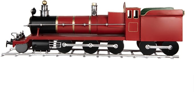 Clayre & Eef Decoratie Beeld Trein 86x18x27 cm Rood Metaal