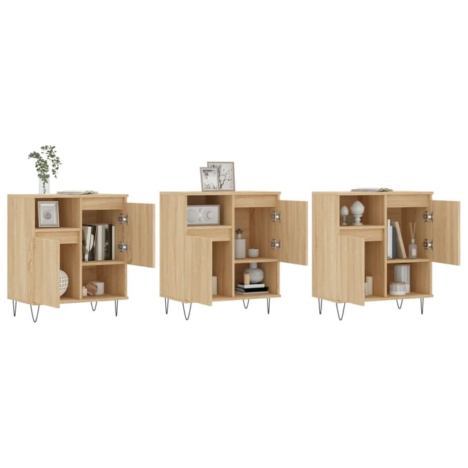 vidaXL - Dressoirs - 3 - st - bewerkt - hout - sonoma - eiken