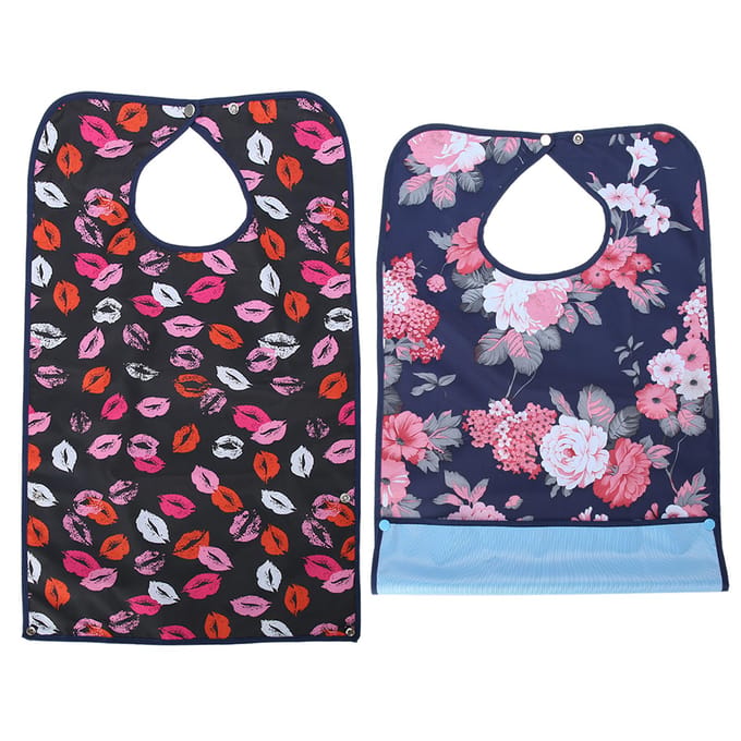 Bavoir imperméable pour adulte, double couche, protection pour vêtements de salle à manger des personnes âgées blanc