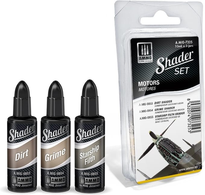 AMMO by Mig Jimenez Hobbyverf - MIG 7325 Shader Set - Motors Verf set - 3x 10 ml