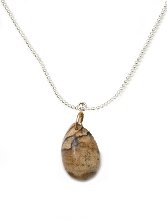 IbizaMen - Heren - ketting - leren- veter - edelsteen - jaspis - drop