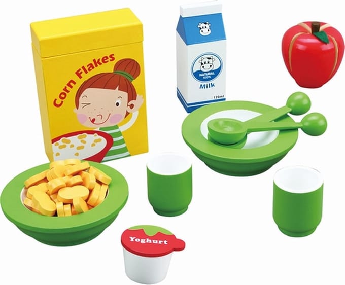 Playwood houten ontbijt set cornflakes