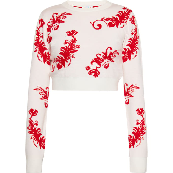 IZIA Jumper Dames Wol Wit Rood