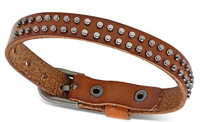 Amanto Armband Aisar Cognac - Leer - Studs - 12mm - 20-26cm