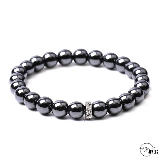 OZ Jewels - Kralenarmband Black Hematite - Natuurstenen - Elastisch