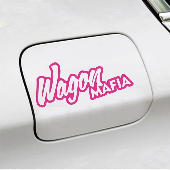 Bumpersticker - Wagon Maffia - 8,6 X 19 - Roze
